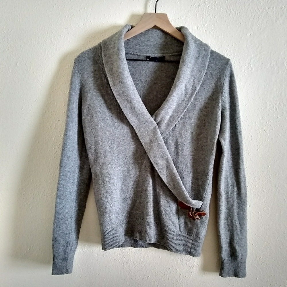 Gorgeous Lands End sweater with Leather Detail